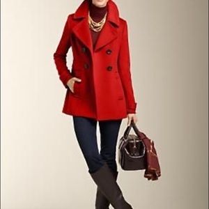 Talbots Red Peacoat Wool Blend. Size 10. Wool Twill.